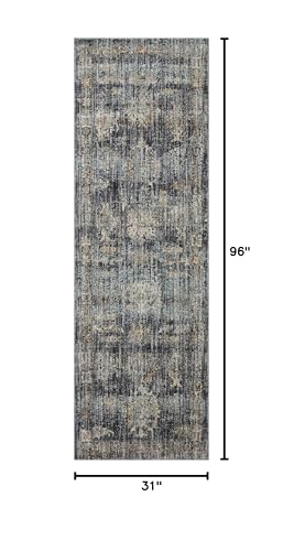 Loloi Jean Stoffer Katherine Collection Ink/Jade 2'7" x 8' Rug