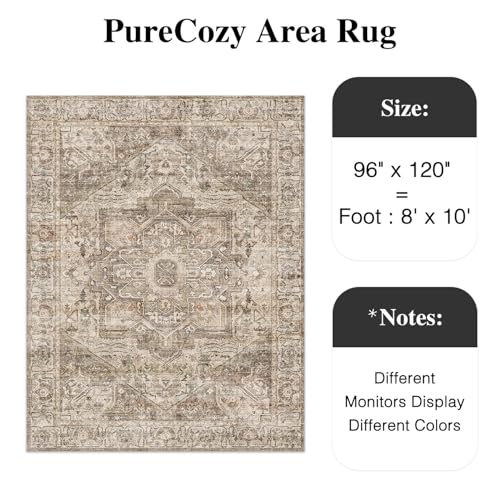Vintage Washable Brown Distressed Multi Area Rug 8x10 Large Indoor Non-Slip
